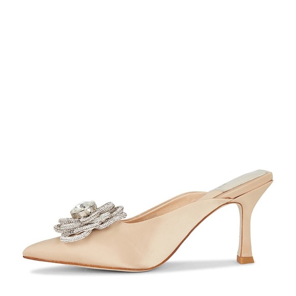 Jeffery Campbell x REVOLVE Viviana Mules in satin creme with rhinestones - Picture 5 of 12
